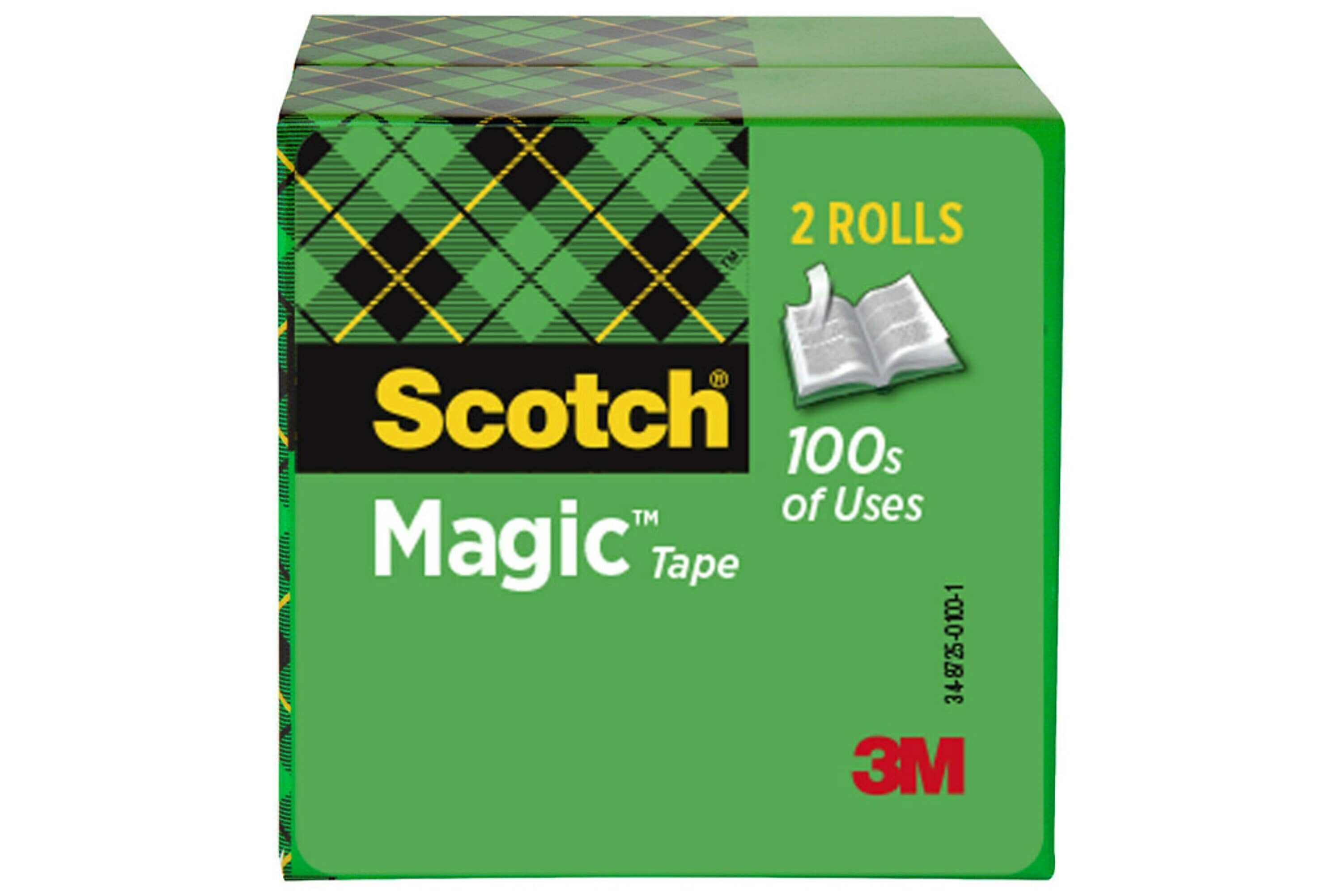 Scotch Magic Invisible Clear Tape Refill, 0.75" x 72 yds., 3" Core, Clear, 2 Rolls/Pack (810-2P34-72)