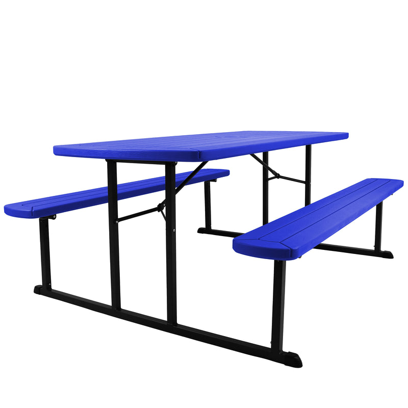 National Public Seating BMPT Series 30" x 72" Heavy Duty Picnic Folding Table, Blue (BMPT3072-BK04)