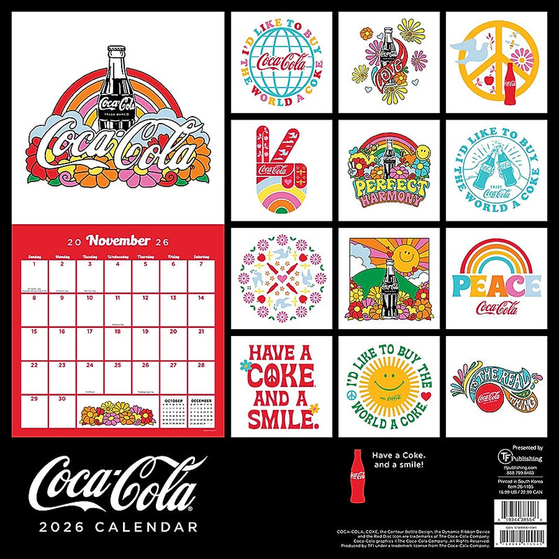 2026 TF Publishing Coca Cola 12" x 12" Monthly Wall Calendar (26-1105)