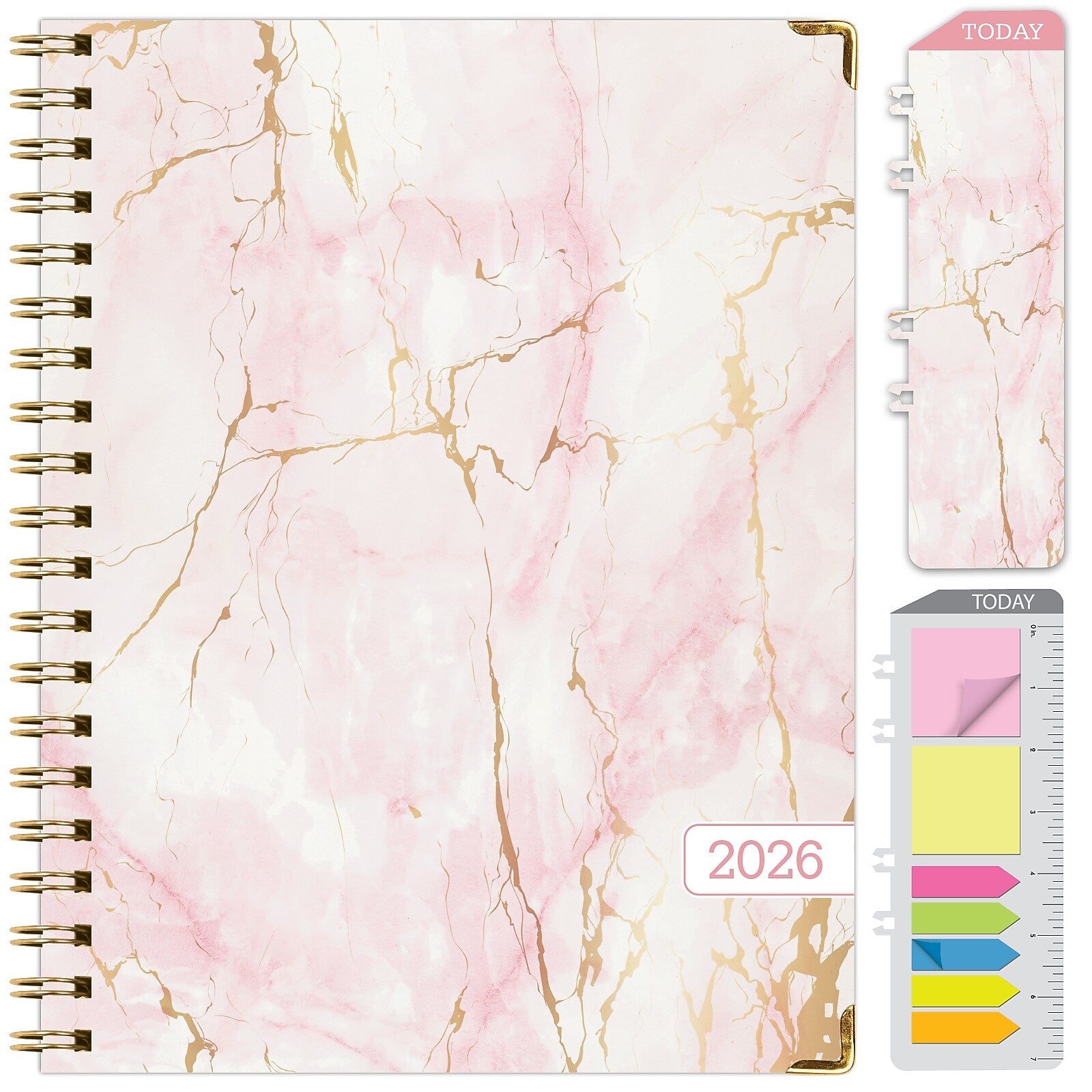 2026 Global Printed Products Pink Marble 8.5" x 11" Weekly & Monthly Planner, Paperboard Cover (NRY26-8511-01)
