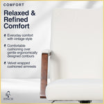 Finch NEO ONE Ergonomic Velvet Fabric/Wood Swivel Executive Chair, Cream (52304-CRM)