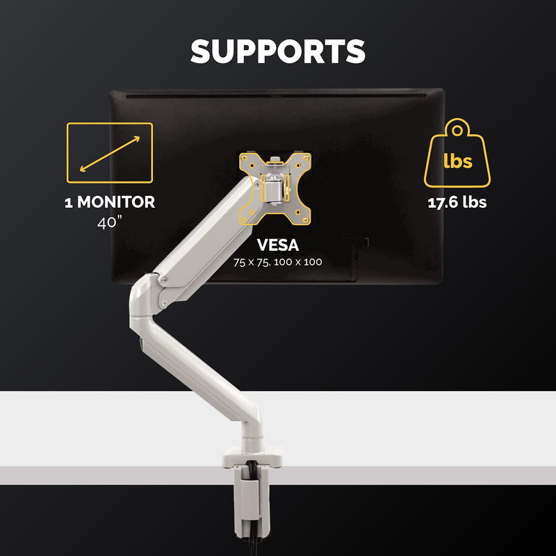 Fellowes Platinum Series Adjustable Monitor Arm, Up to 40" Monitor, Silver (8056401)