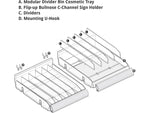 Azar 3.5" x 12" Pegboard 6-Compartment Cosmetic Tray, Clear, 2/Pack (225899-DIVIDER-2PK)