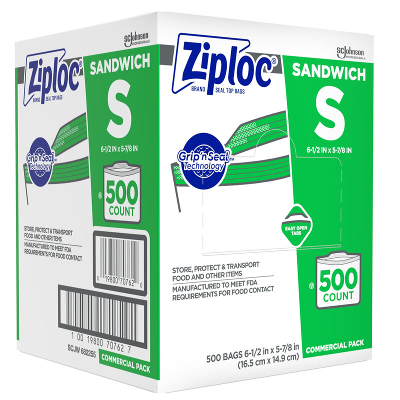 Ziploc Double Zipper Sandwich Bags, 500 Bags/Carton (682255)