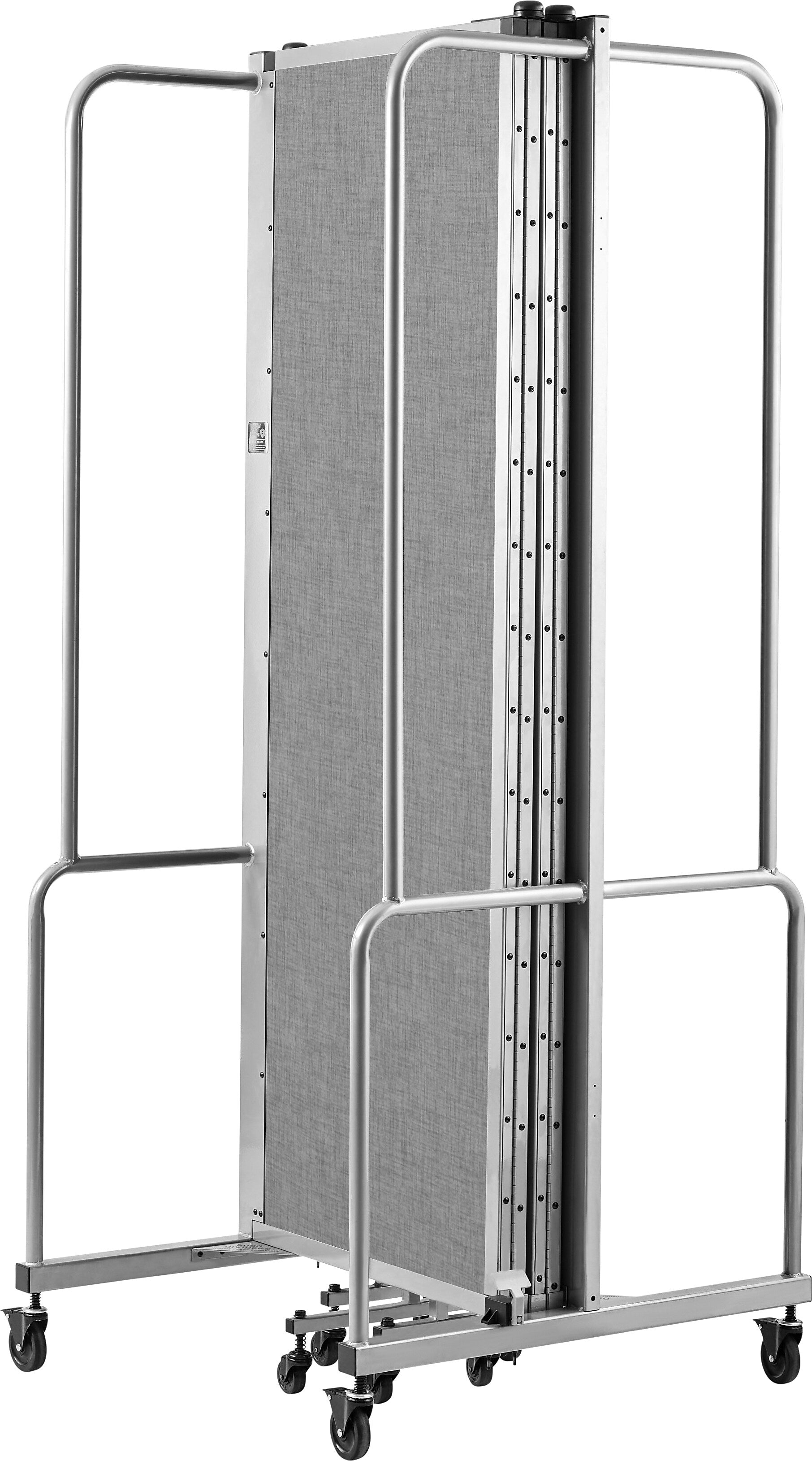 National Public Seating Robo Series 5-Panel Folding Mobile Room Divider, 72"H x 72"W, Grey Fabric (RDG6-5PT02)
