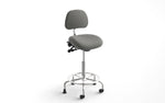 healtHcentric Sit Stand Armless Frixion Lab Stool with Backrest and Footrest with Lumbar Support, Dark Grey