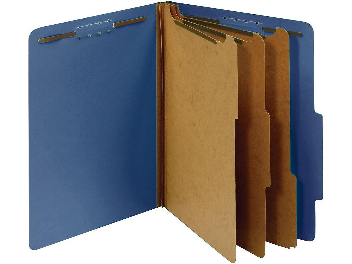 Pendaflex Pressboard Classification Folder, 3-Dividers, 3 1/2" Expansion, Letter Size, Dark Blue, 10/Box (24096)