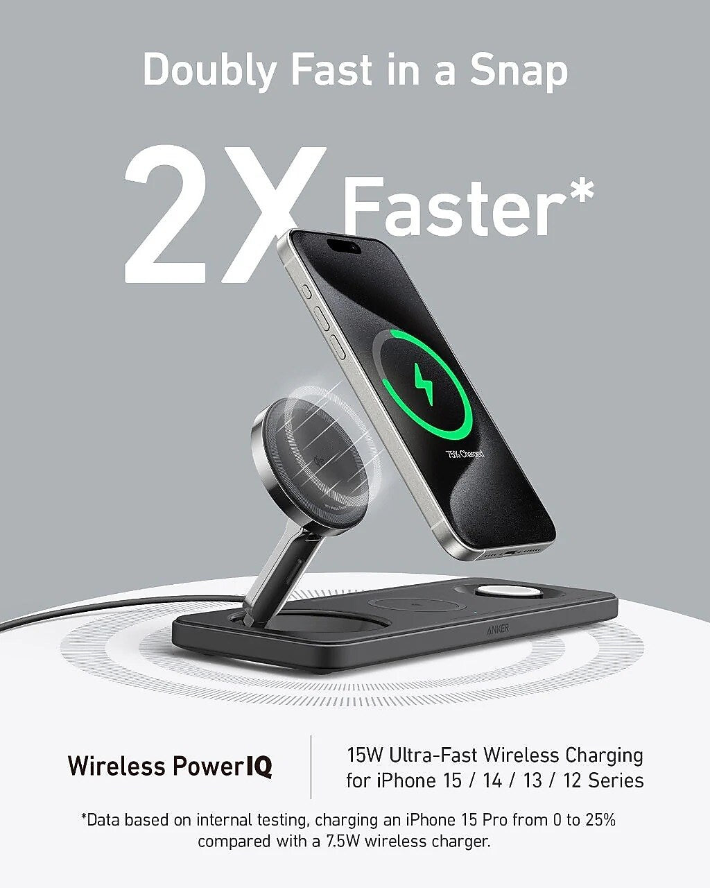 Anker MagGo Wireless Charging Station, Black (B25M1111-1)
