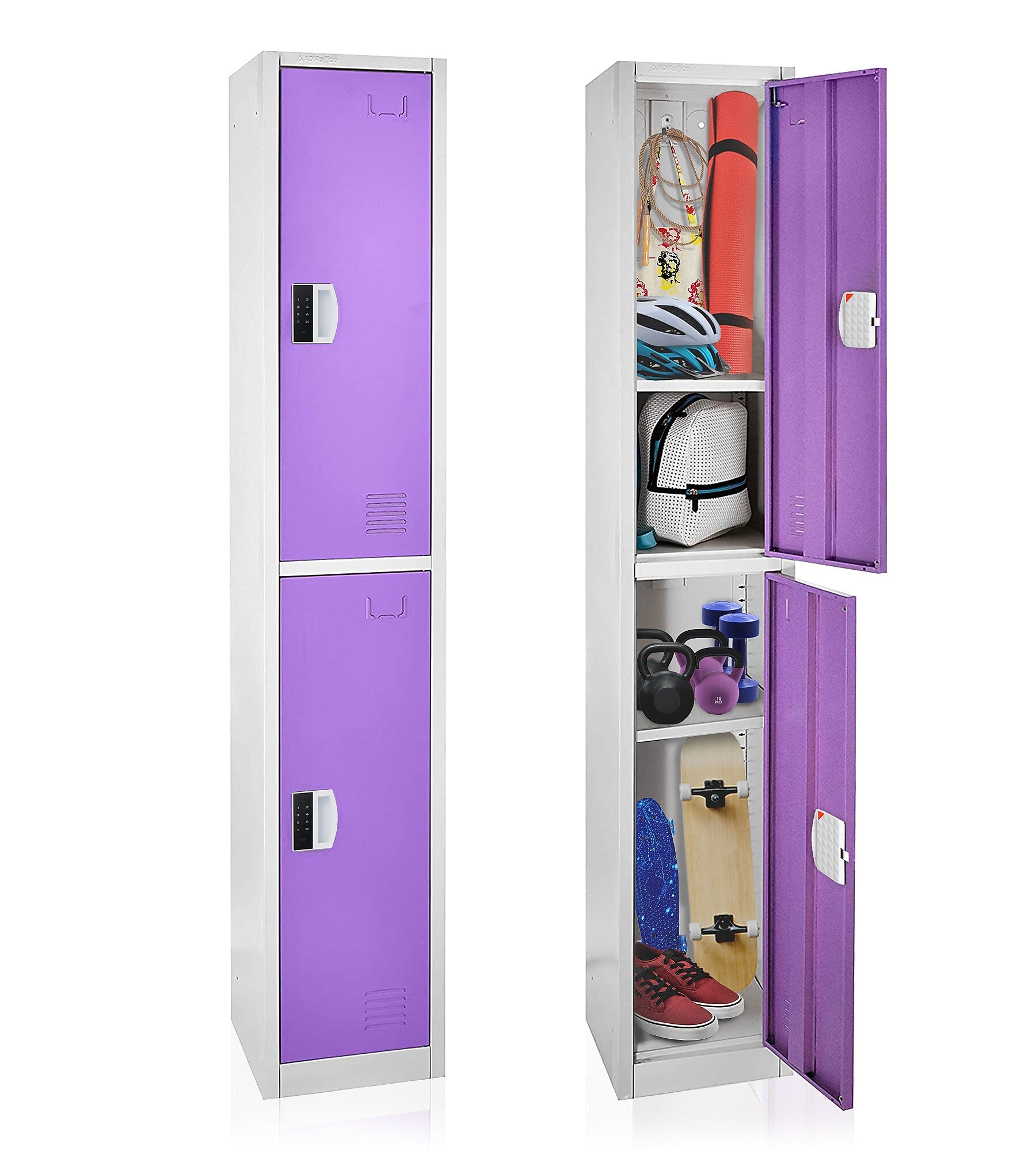 AdirOffice 72"H 2-Tier Purple Storage Locker (ADI629-202-PUR-DL)
