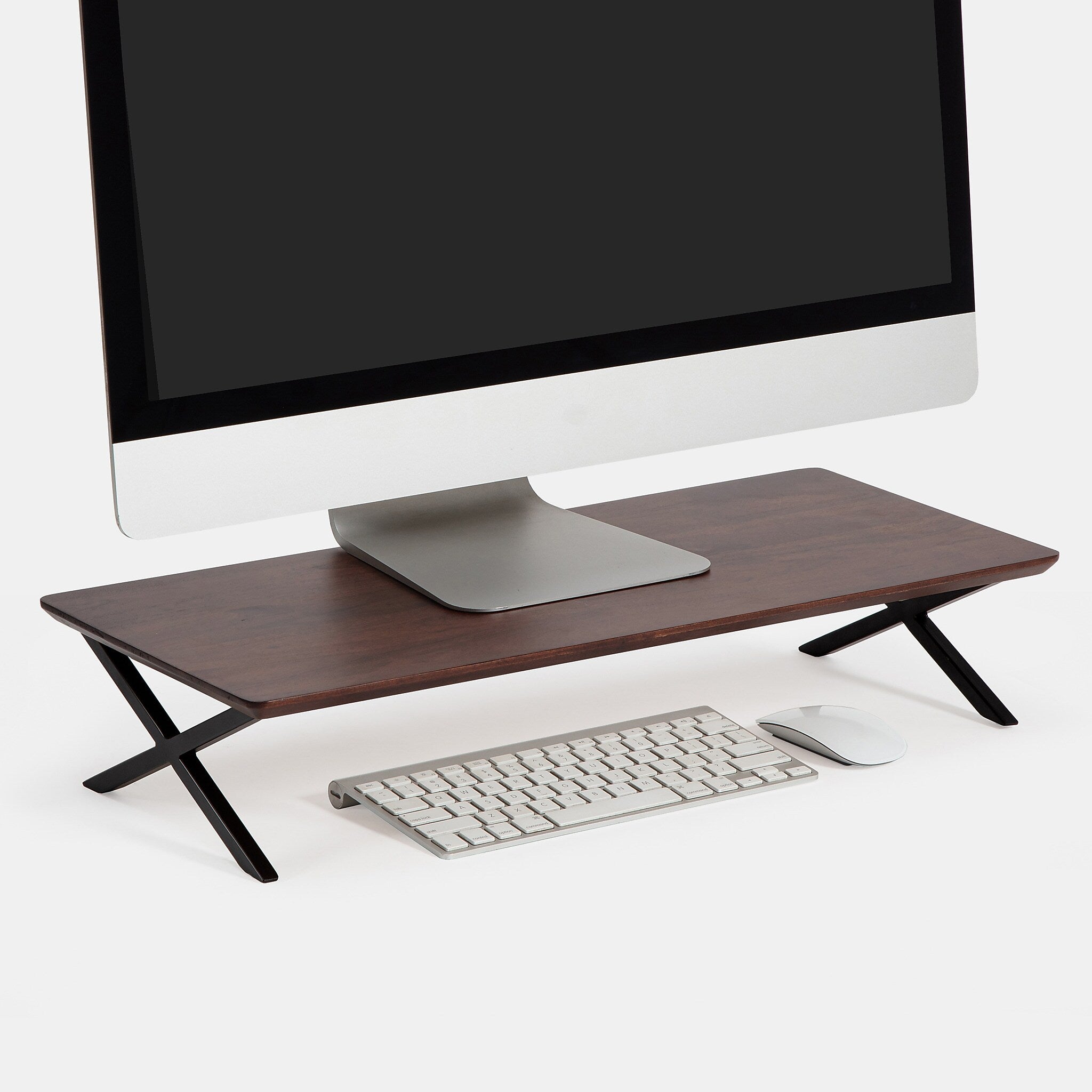 Anji Mountain Acacia Wood & Metal Monitor Stand, Up to 32" Monitor, Walnut (MS-WAL-04BLK)