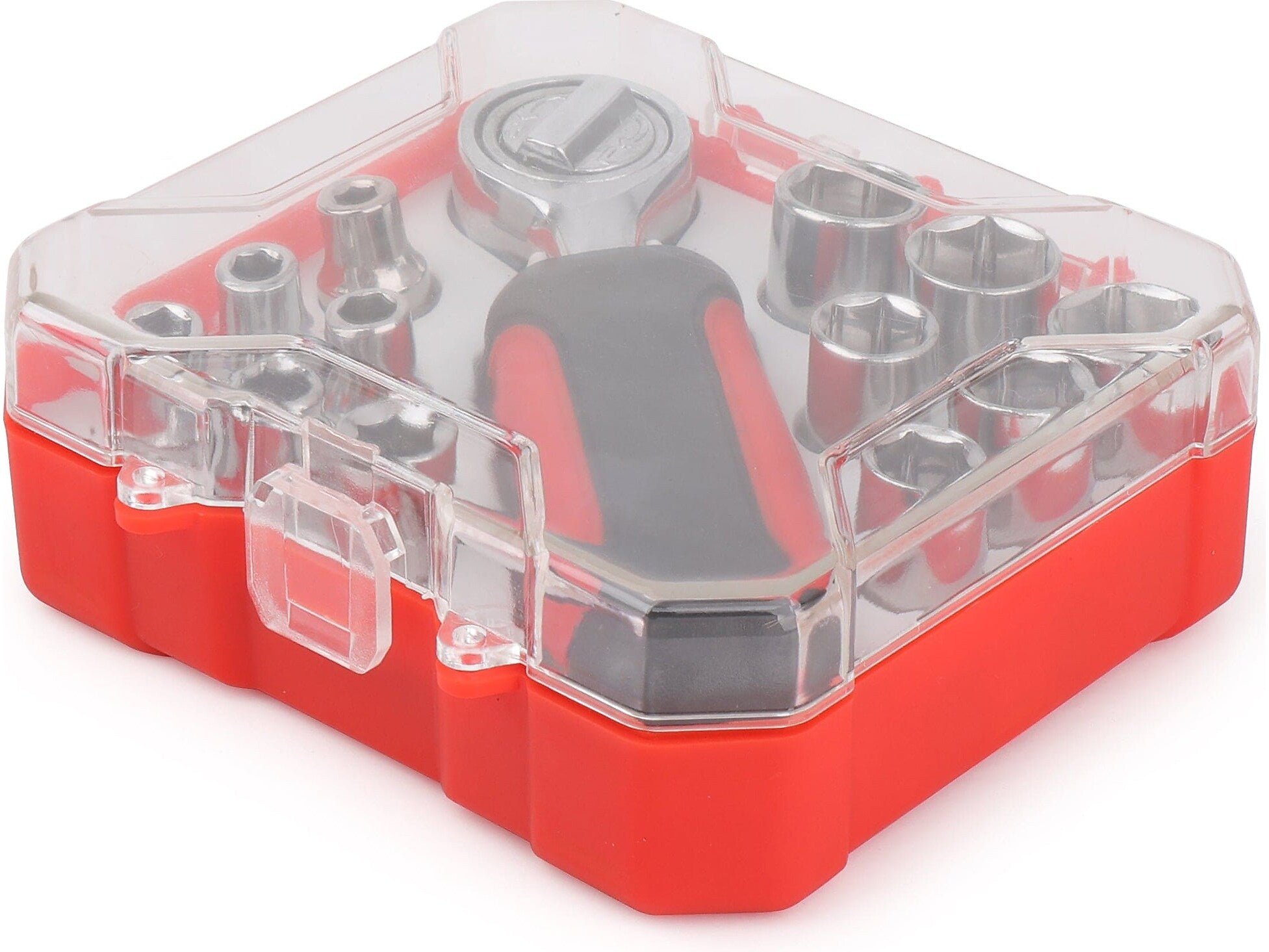 Apollo Tools 13-Piece 0.25" Drive Metric Socket Set, Red/Black (DT5023)