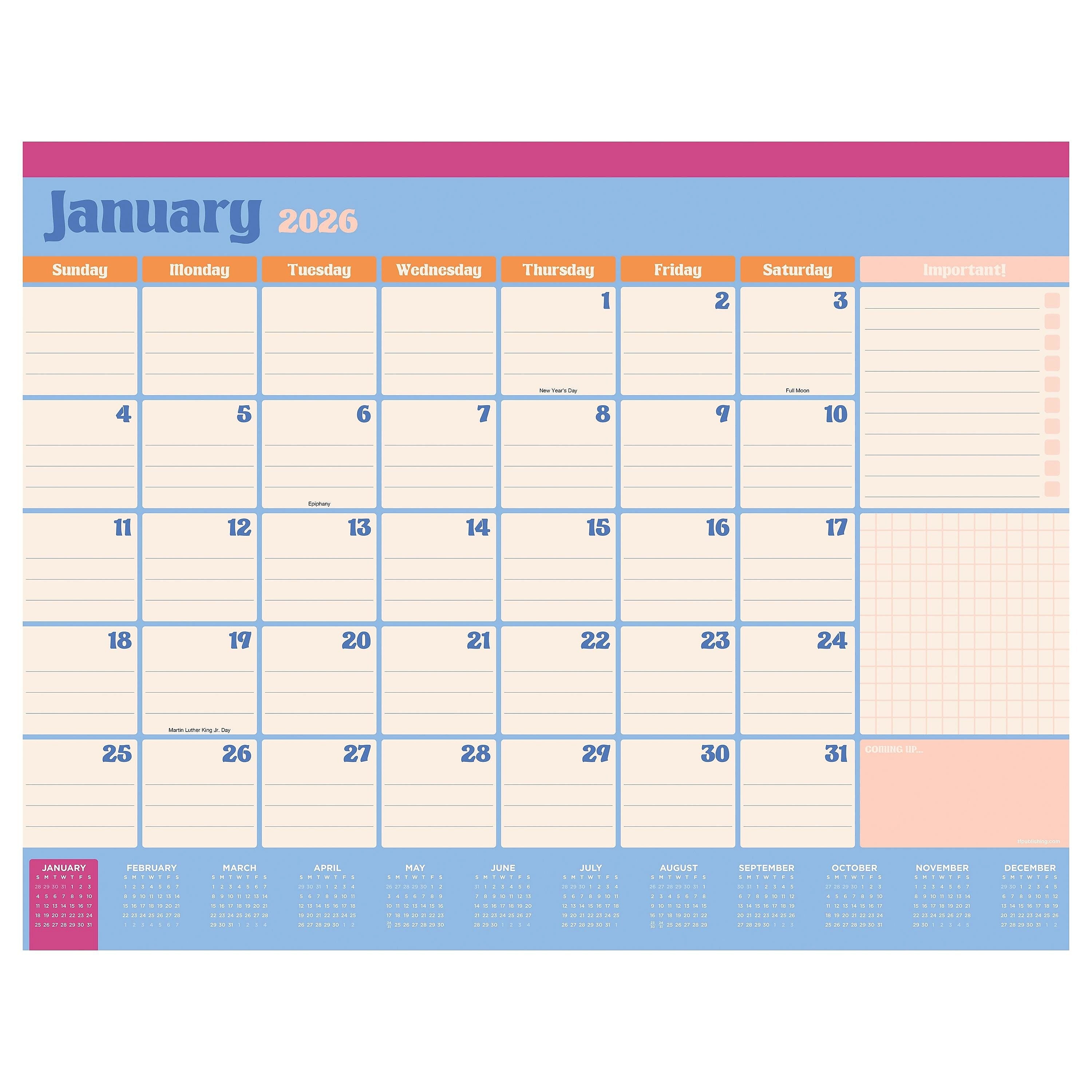2026 TF Publishing 17" x 12" Monthly Desk Calendar, (26-8508)