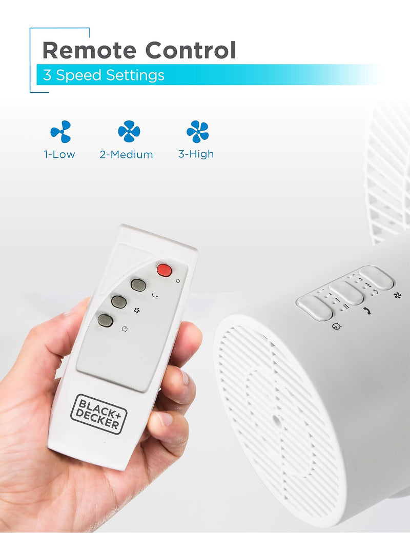 Black & Decker 12" Oscillating Desk Fan, 3-Speed, White (BFDTD12VW)