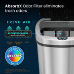iTouchless SensorCan Stainless Steel Sensor Trash Can with AbsorbX Odor Control System, Silver, 13 gal. (ITOS13B)