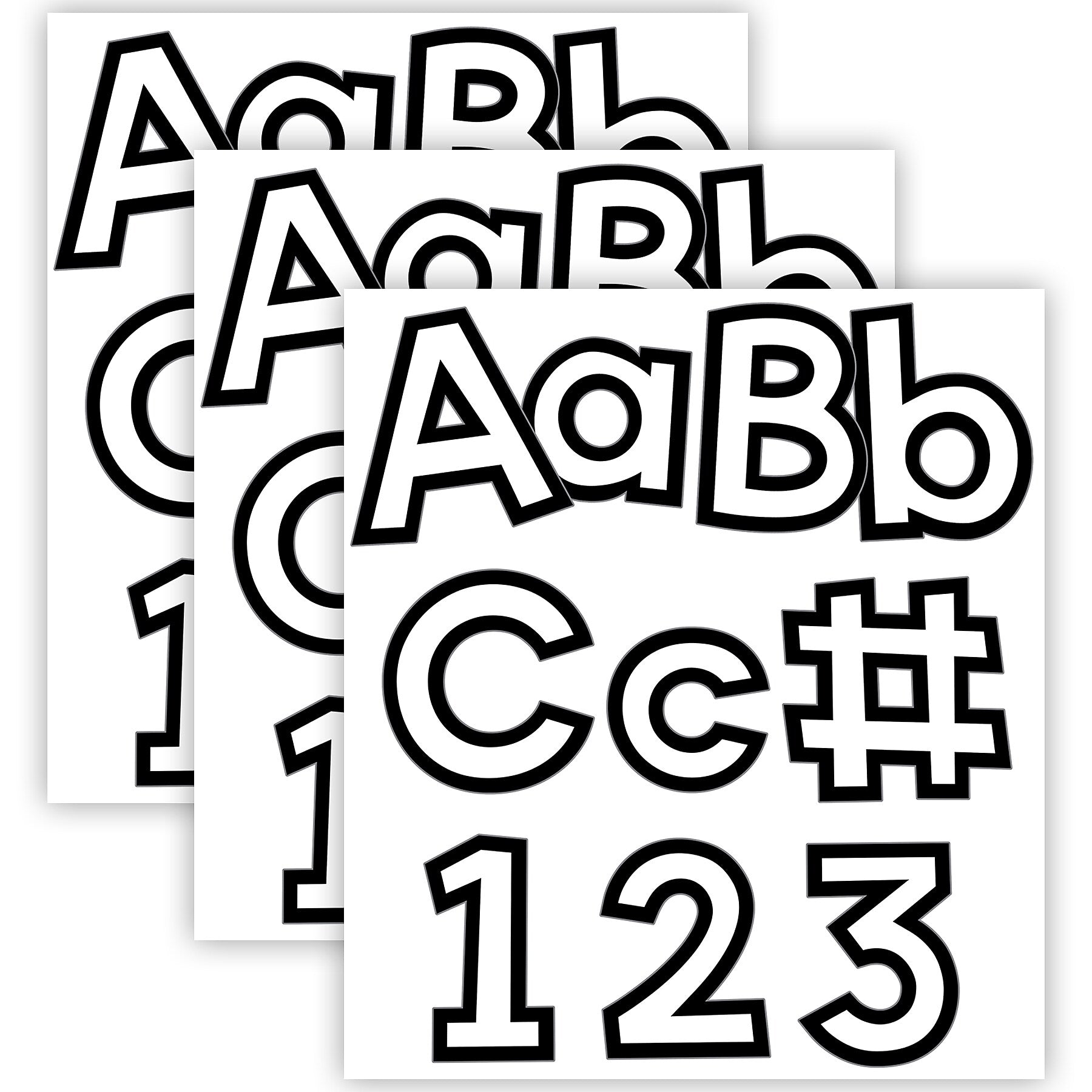 Carson Dellosa 4" Combo Pack EZ Letters and Numbers, White/Black, 219/Pack, 3 Packs/Bundle (CD-130100-3)
