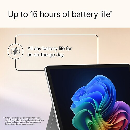 Microsoft Surface Pro 12", Copilot+ PC, Snapdragon X Plus, 16GB RAM, 512GB UFS, 16 Hour Battery, Windows 11 Home, Ocean