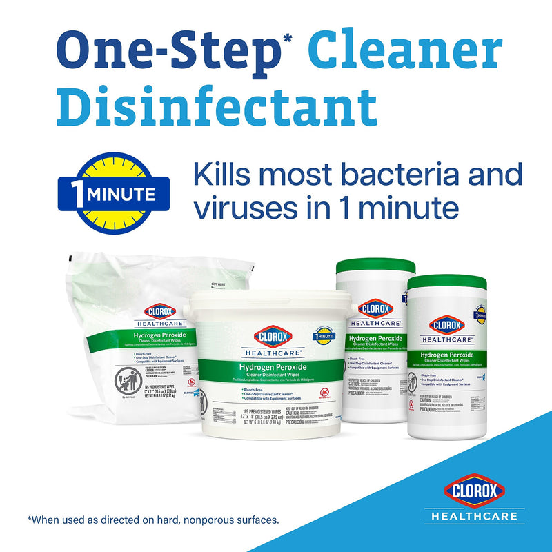 Clorox Healthcare Hydrogen Peroxide Cleaner Disinfectant Wipes, 155 Wipes/Container, 6/Carton (30825CT)