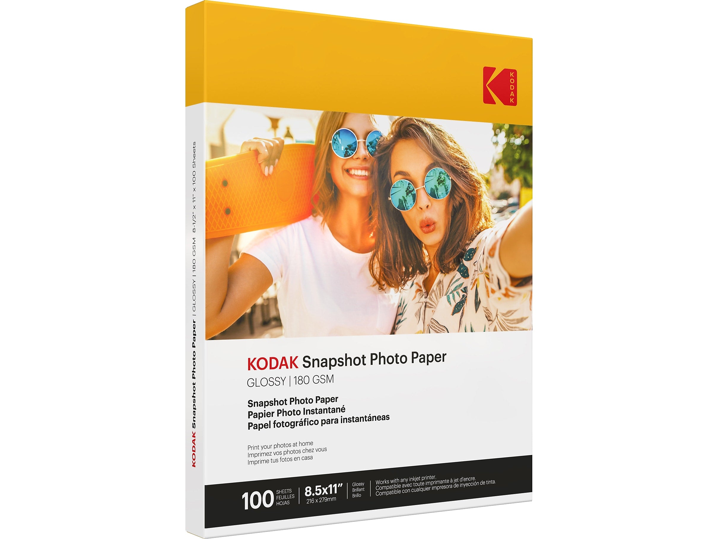 Kodak Snapshot Glossy Photo Paper, 8.5" x 11", 100 Sheets/Pack (41302)