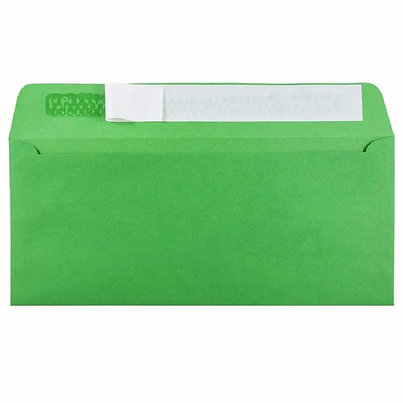 JAM Paper with Peel & Seal Closure #10 Business Colored Envelopes, 4 1/8" x 9 1/2", Green, 1000/Carton (86555B)