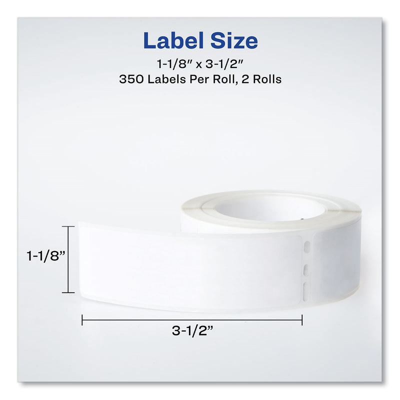 Avery Multipurpose Thermal Labels, 1 1/8" x 3 1/2", White, 350/Roll, 2 Rolls/Box