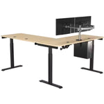 VersaDesk PowerLift 60"W Electric L-Shaped Adjustable Standing Desk, Maple/Black (PLLSD6060-BM-APP)