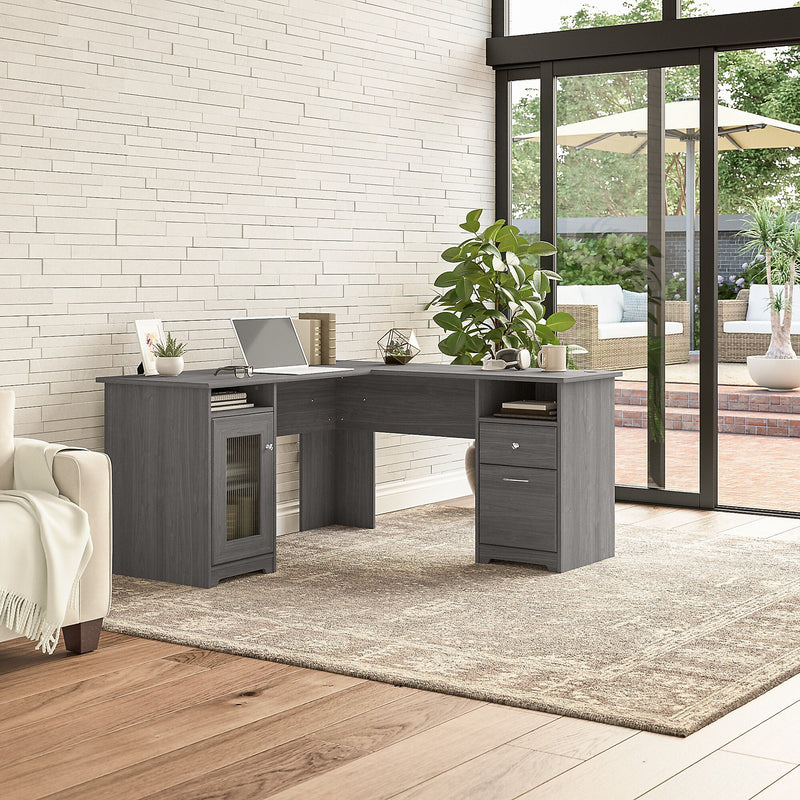 Bush Furniture Cabot 60"W Wood L-Shaped Computer Desk, Modern Gray (WC31330K)