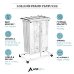 AdirOffice Blueprint Steel Vertical Plan Center Large File Storage Cart, White (614-WHI-KIT1)