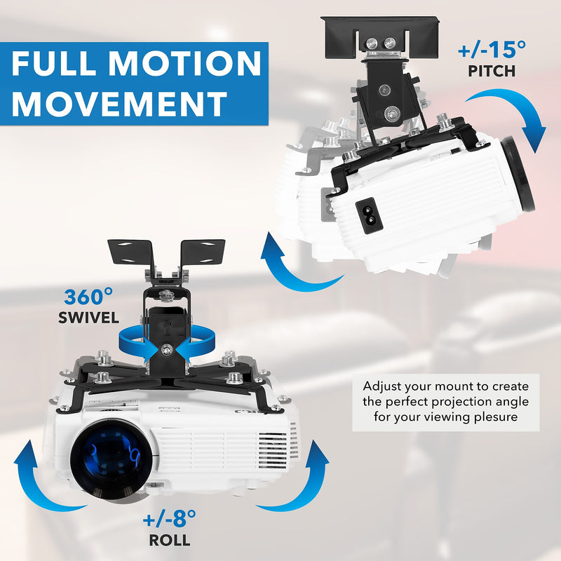 Mount-It! Universal Wall or Ceiling Projector Mount, 44 lb. Load Capacity, Black (MI-604)
