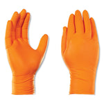 GloveWorks by AMMEX Heavy-Duty Industrial Nitrile Gloves, Powder-Free, 8 mil, X-Large, Orange, 100 Gloves/Box, 10 Boxes/Carton