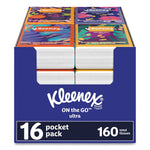 Kleenex On The Go Packs Facial Tissue, 3-Ply, 10 Tissues/Pouch, 16 Pouches/Pack, 6 Packs/Carton (54635)