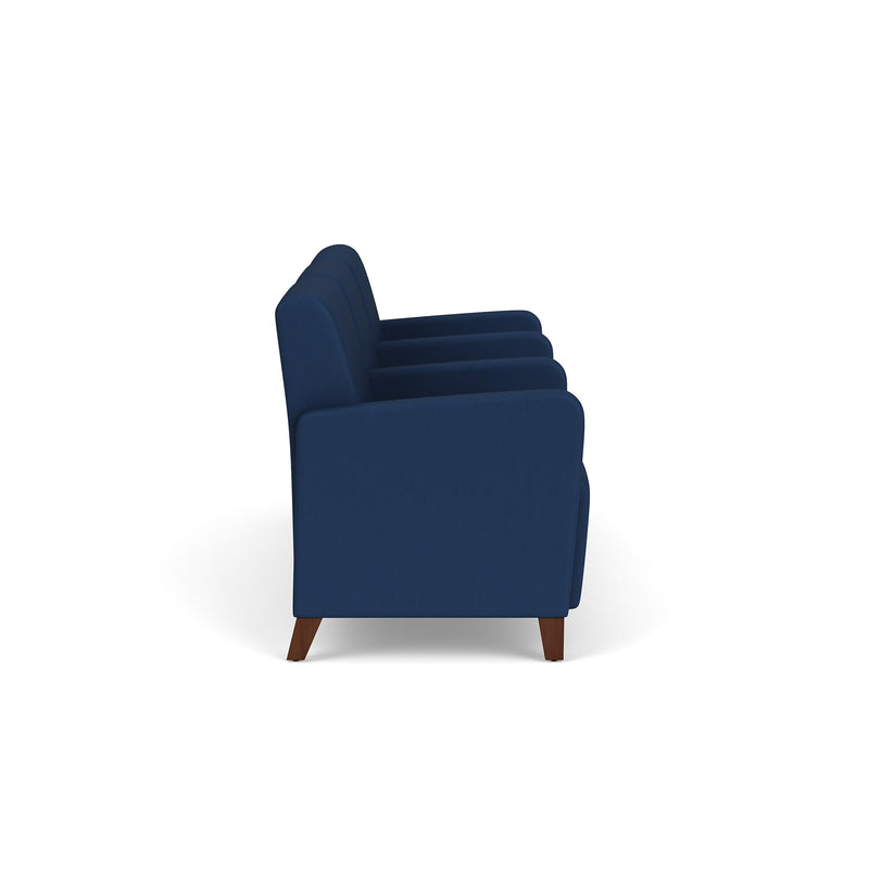 Lesro Ravenna Vinyl 3-Seat Lounge Reception Tandem Seating, Patriot Plus Imperial Blue/Walnut Wood (RV3103.FWL-01PPIB)