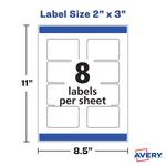 Avery Print-to-the-Edge Laser/Inkjet Rectangle Labels, 2" x 3", Glossy Clear, 80 Labels/Pack (22822)