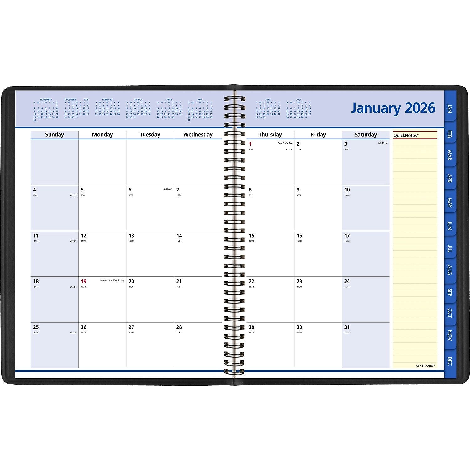 2026 AT-A-GLANCE QuickNotes 8.25" x 11" Monthly Planner, Faux Leather Cover, Black (76-06-05-26)