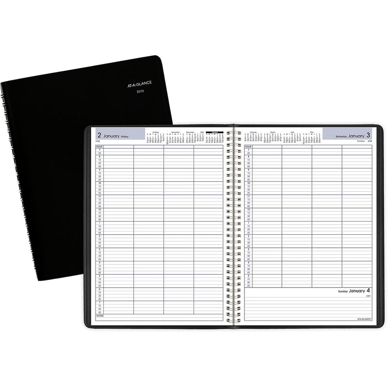 2026 AT-A-GLANCE DayMinder 8" x 11" 4-Person Daily Appointment Book, Faux Leather Cover, Black (G560-00-26)