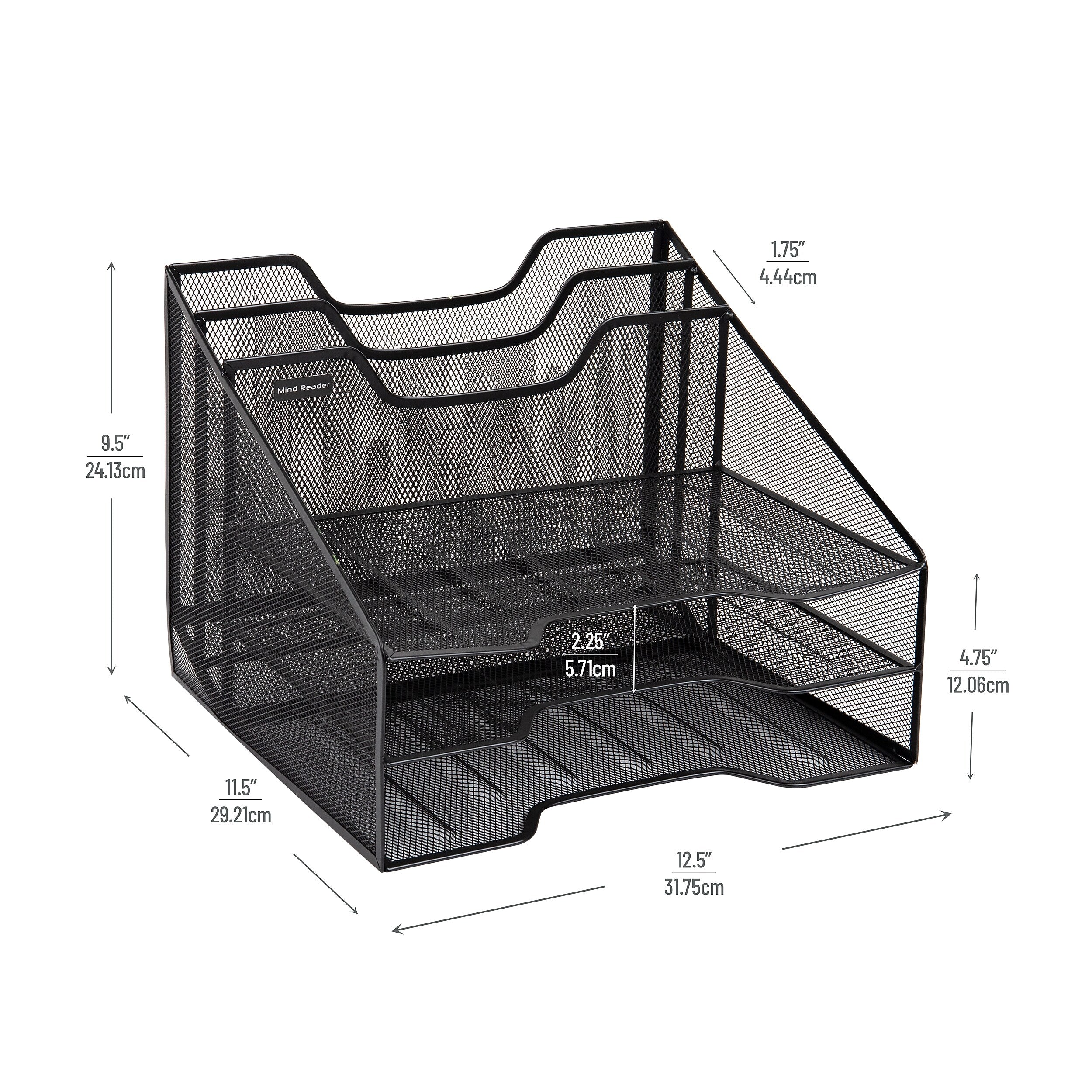 Mind Reader 5-Compartment Metal Mesh File Organizer, Black (MESHBOX5-BLK)