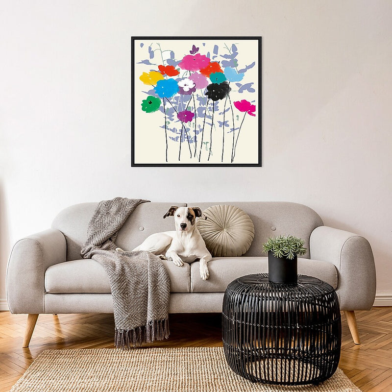 Amanti Art Multicolored Meadow Flowers by Jenny Frean Framed Canvas Wall Art Print, 30" x 30" (A42678027405)