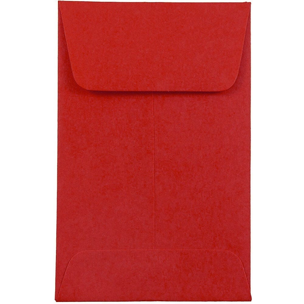 JAM Paper #1 Coin Envelopes, 2 1/4" x 3 1/2", Ruby Red, 25/Pack (900967818)