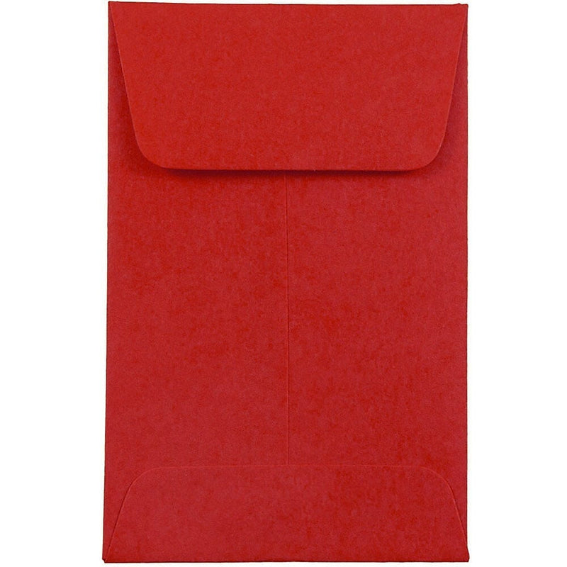 JAM Paper #1 Coin Envelopes, 2 1/4" x 3 1/2", Ruby Red, 25/Pack (900967818)