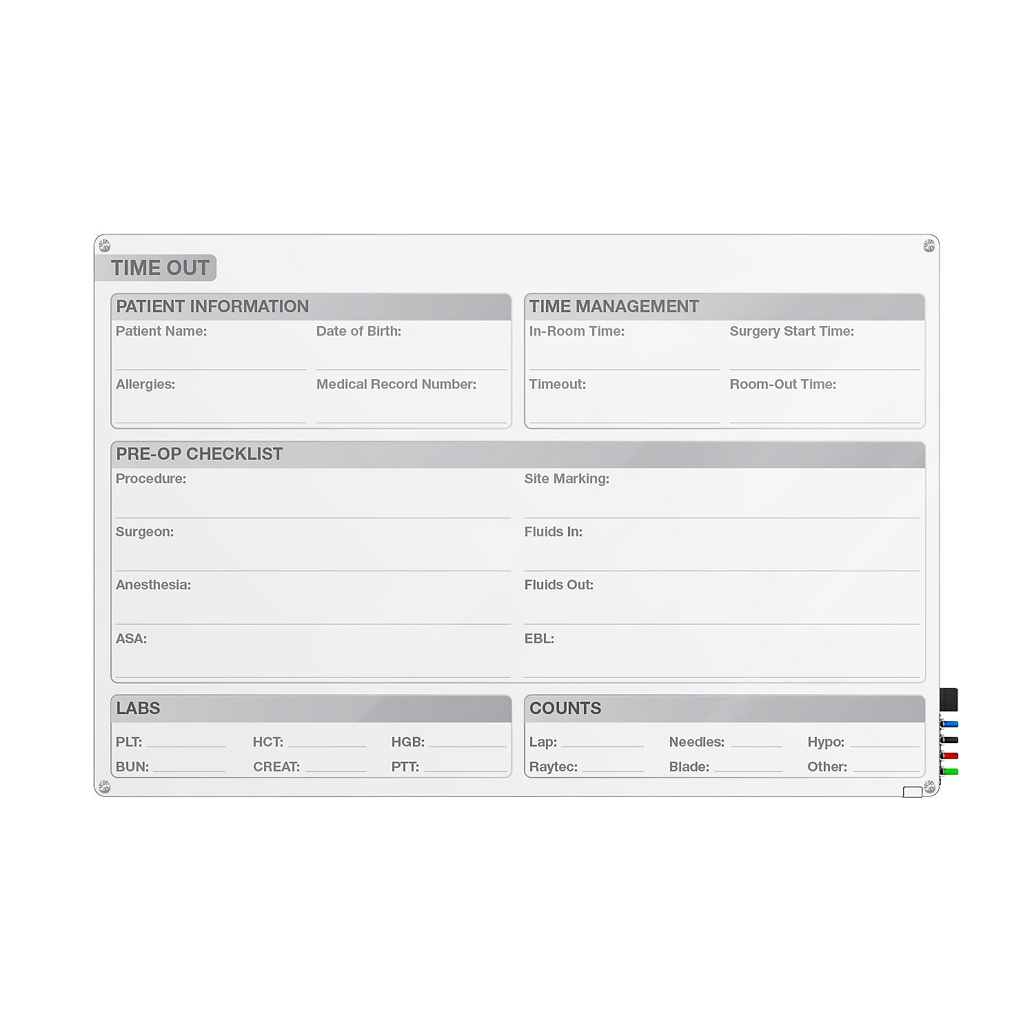 Ghent Aria OR Time Out Glass Dry-Erase Whiteboard, 18'H x 24'W (GRPARIASN12T-18)