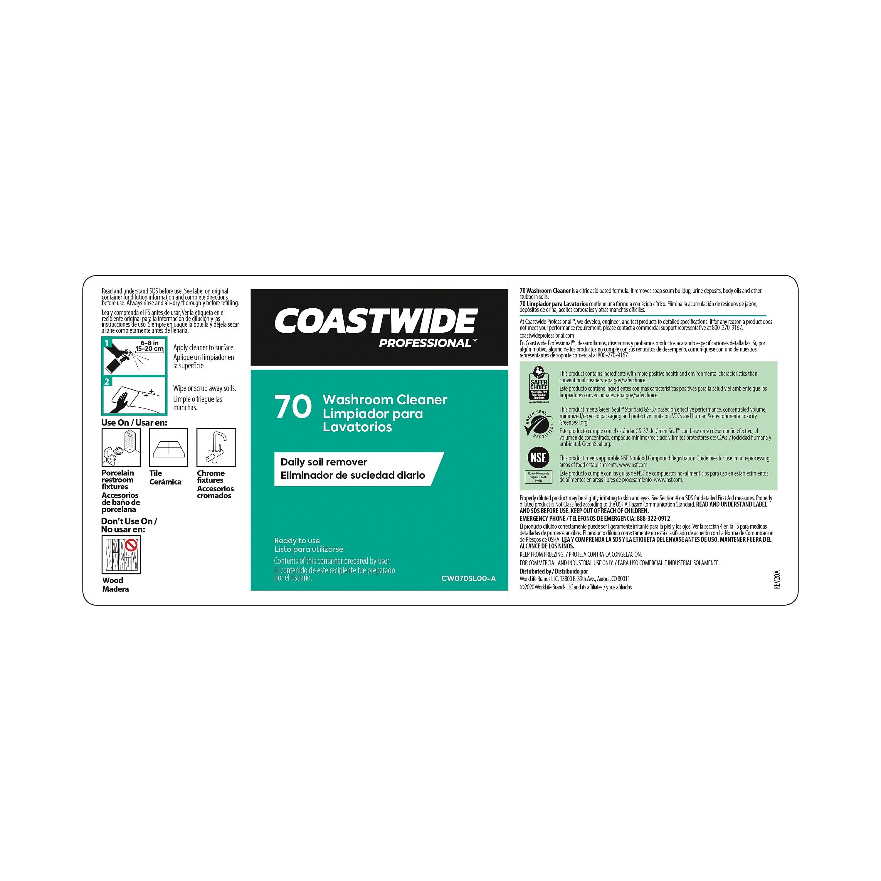 Coastwide Professional™ Secondary Label for Coastwide Professional™ 70 Washroom Cleaner (CW7000SL-A)