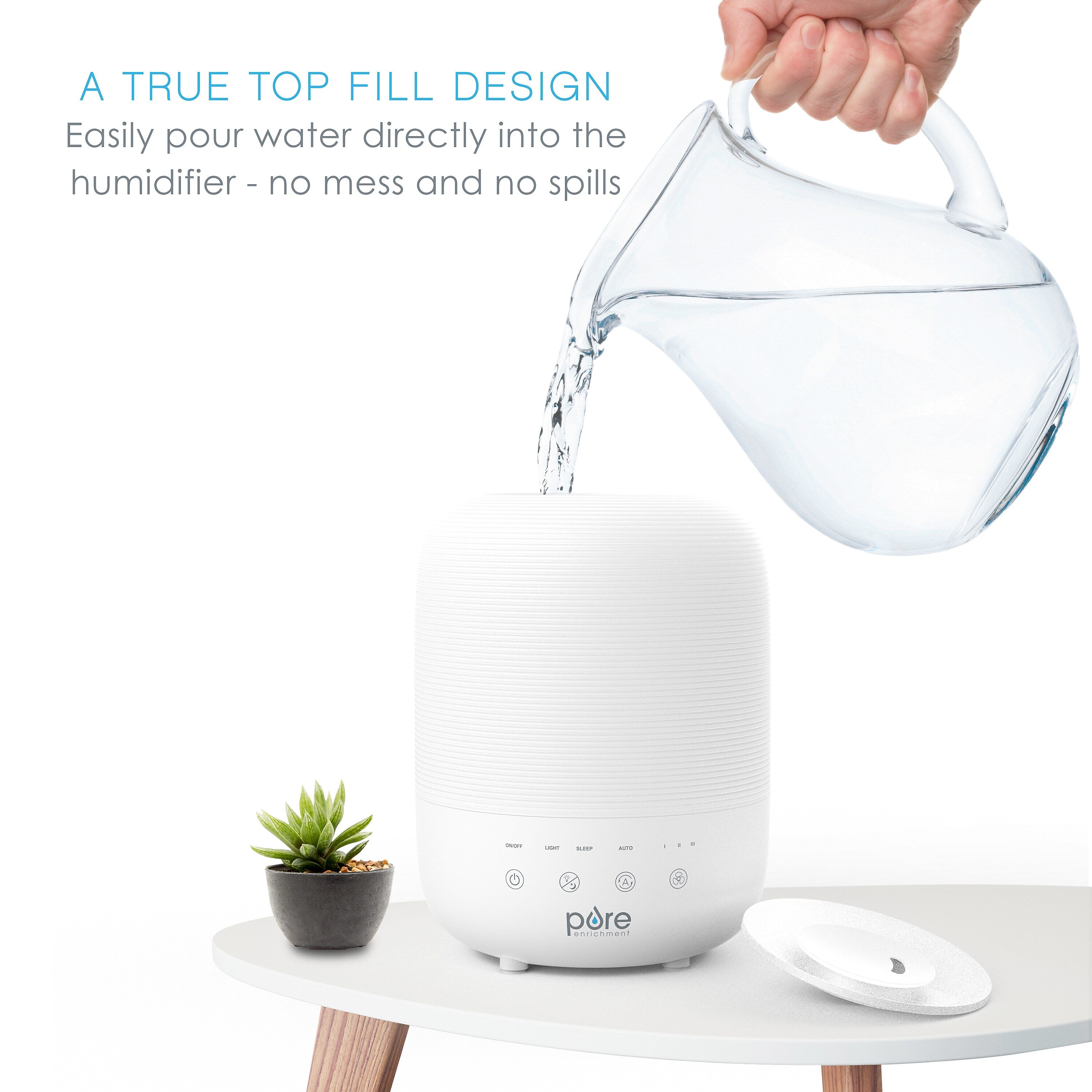 Pure Enrichment HUME Ultrasonic Cool Mist Tabletop Humidifier, 0.80-Gallon, White (PEHUTRB-W)