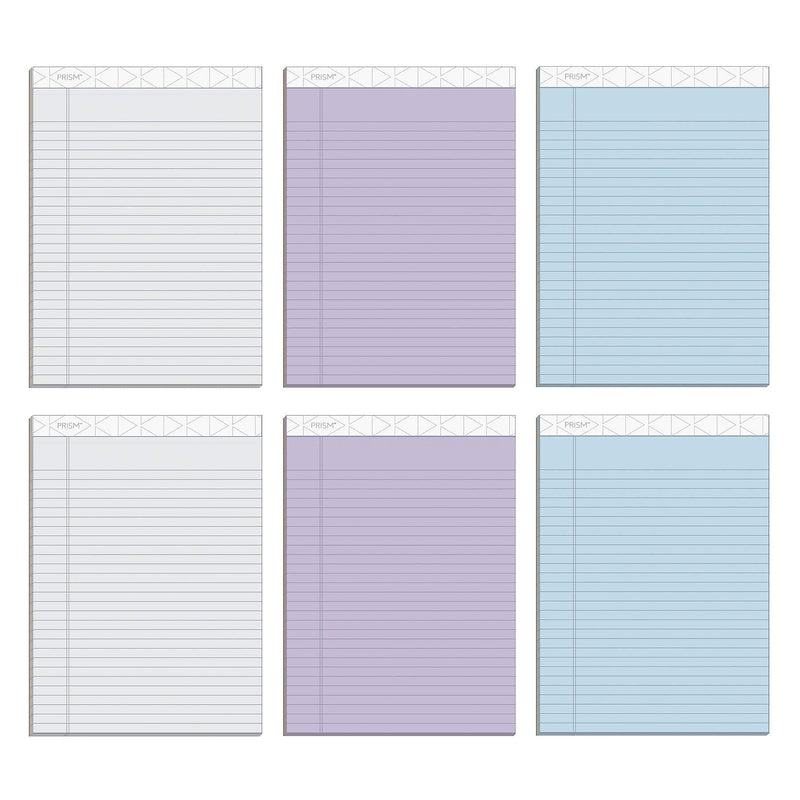 TOPS Prism Notepad, 8.5" x 11.75", Wide Ruled, Assorted, 50 Sheets/Pad, 6 Pads/Pack (TOP63116)
