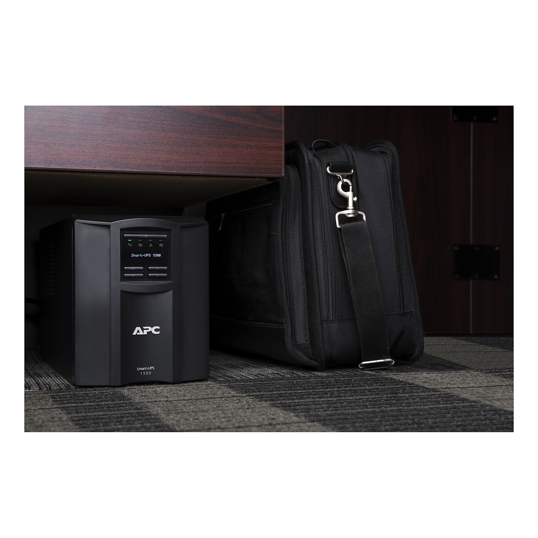APC Smart-UPS, Line Interactive, 1500VA, Tower, 120V, 8x NEMA 5-15R outlets, SmartConnect Port+SmartSlot, AVR, LCD (SMT1500C)