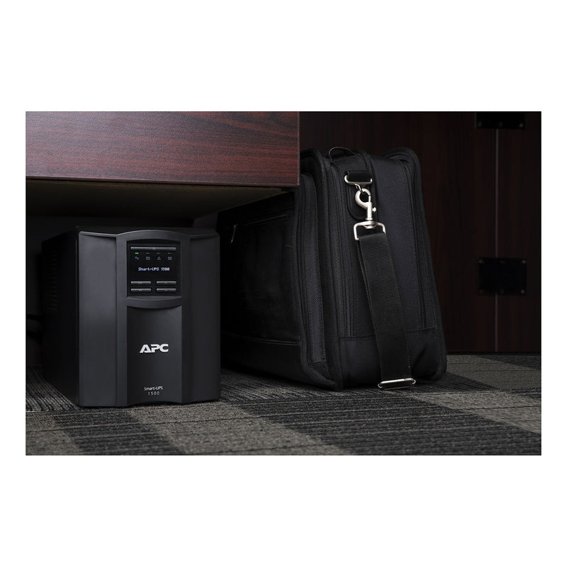 APC Smart-UPS, Line Interactive, 1500VA, Tower, 120V, 8x NEMA 5-15R outlets, SmartConnect Port+SmartSlot, AVR, LCD (SMT1500C)