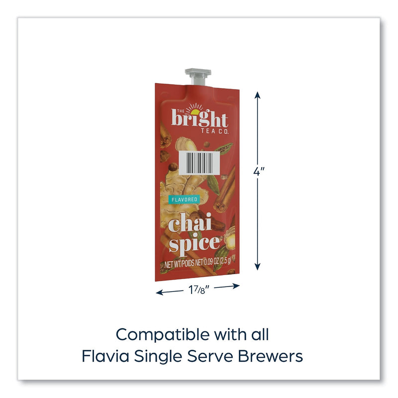 FLAVIA The Bright Tea Co. Chai Spice Black Tea Freshpack, Chai Spice, 0.09 oz Pouch, 100/Carton