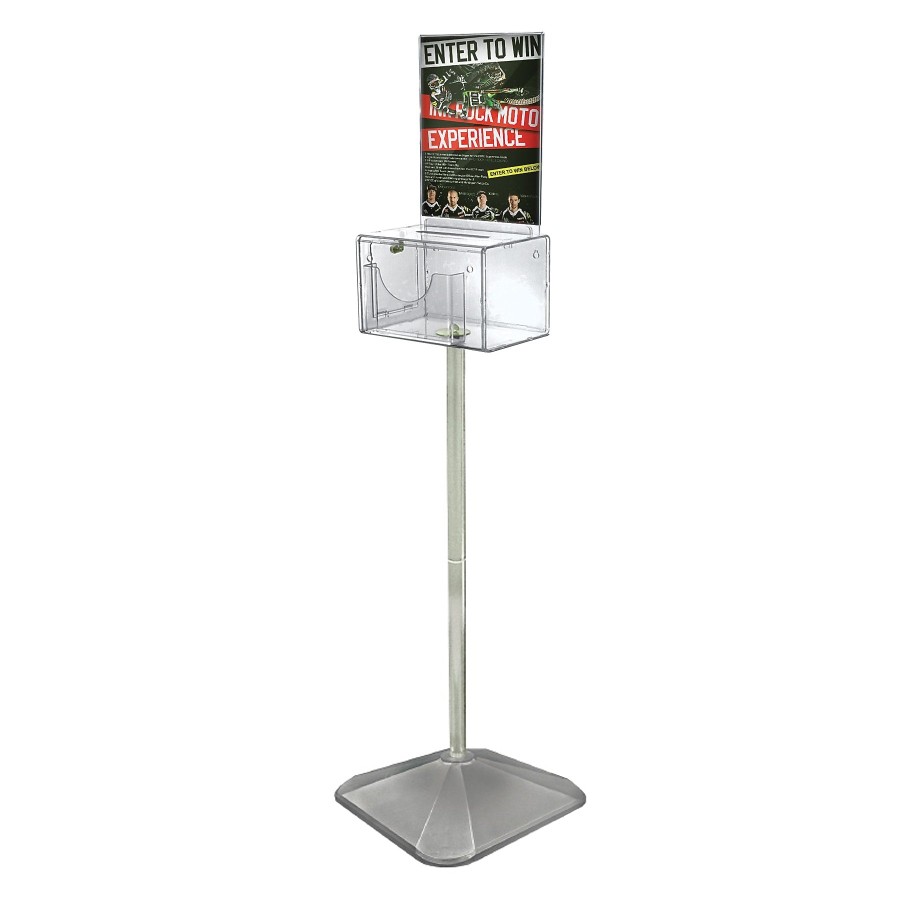 Azar Displays Locking Styrene Large Lottery Box with Pocket, Clear (206305)
