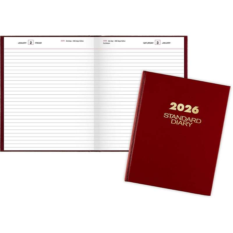 AT-A-GLANCE 2026 Hardcover Diary, 7.5" x 9.5", Ruled, Red (SD374-13-26)