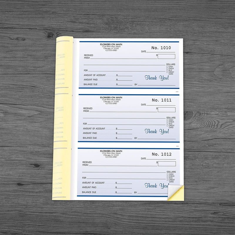 Receipt Book, 2 part, 252 sets per book Detached Size: 2-7/8" x 6" , Qty 4