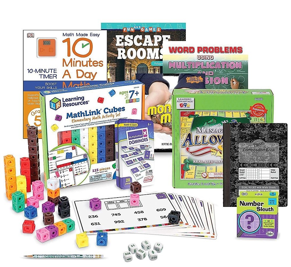 S&S Family Engagement Take Home Bags MATH Grades 4-5, Manipulative, Assorted Colors (BK7097003)