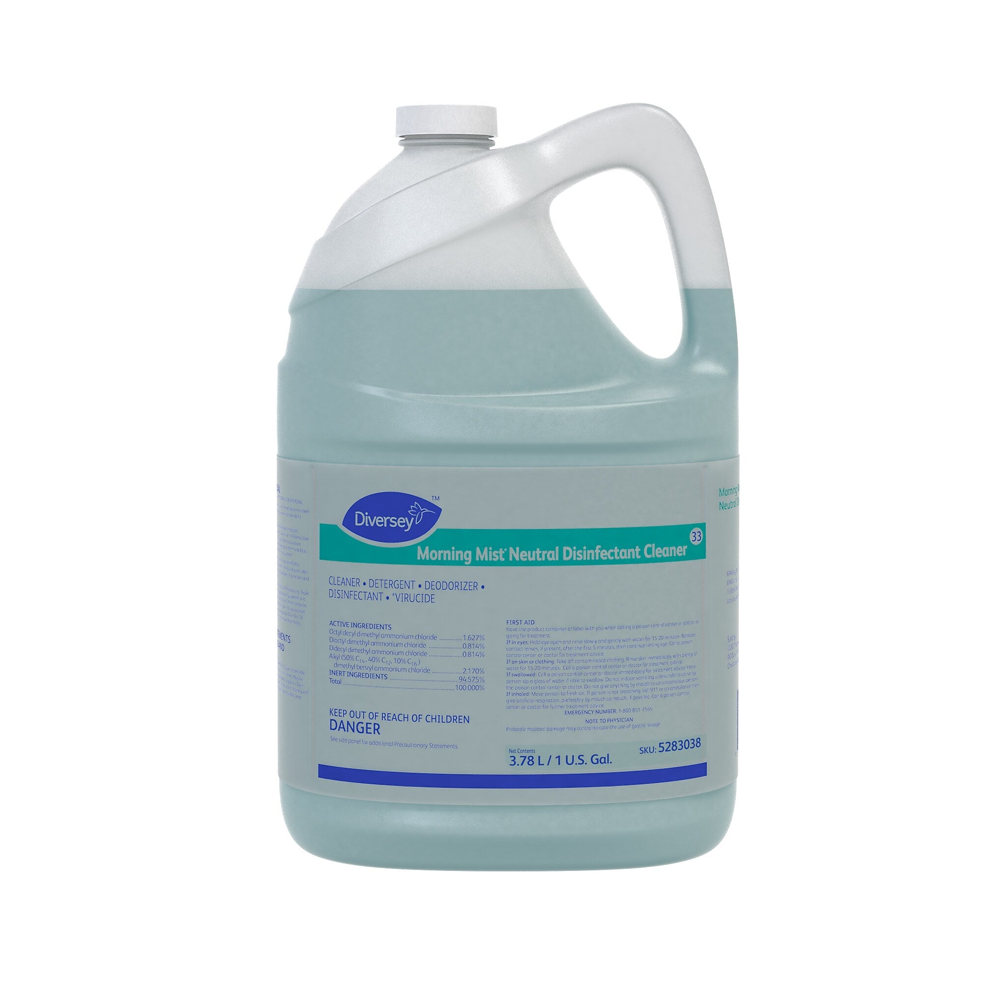 Diversey Morning Mist Neutral Disinfectant Cleaner, Fresh, 1 Gallon